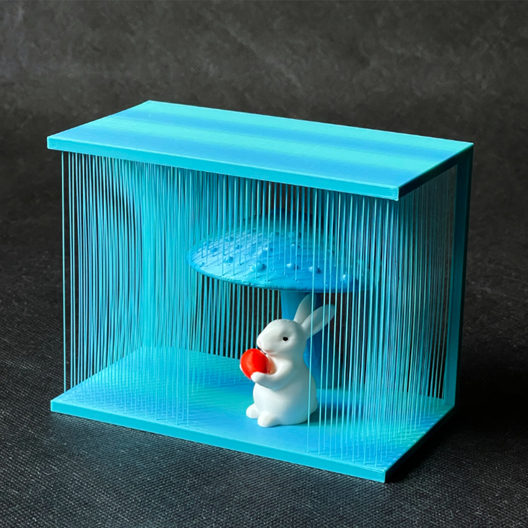 Bunny Under Mushroom In Rain